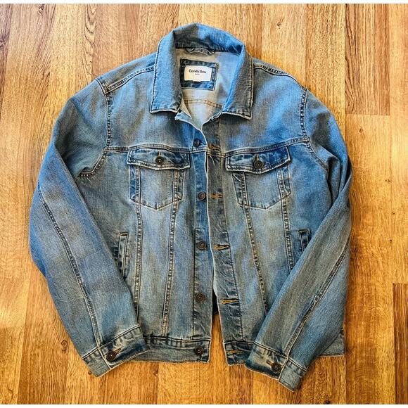 Men's Trucker Denim Jacket - Goodfellow & Co Blue L Denim Fall Coat - Picture 2 of 9